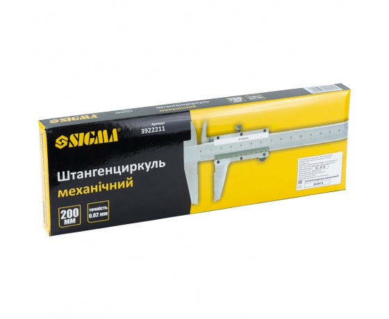 Фото 8 - Штангенциркуль механический 200мм точность ±0.02мм (пенал) SIGMA (3922211)