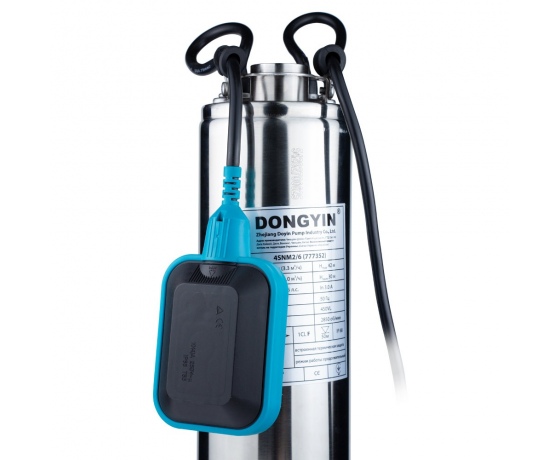 Фото 4 - Насос с нижним забором воды 0.37кВт H 42(30)м Q 55(33)л/мин Ø100мм+поплавок DONGYIN 4SNM2/6 (777352)