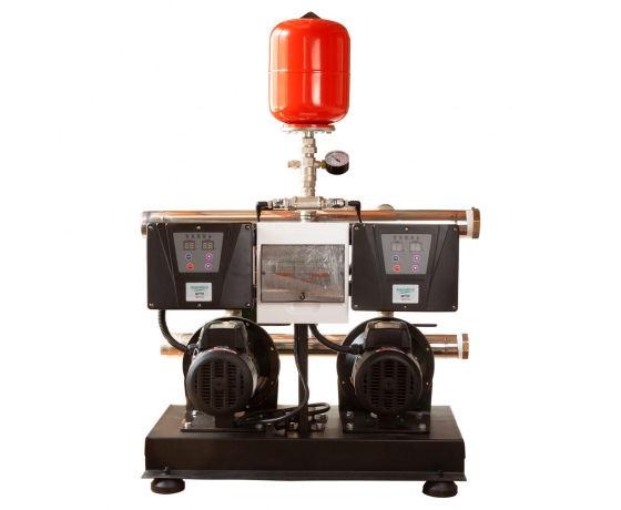 Фото 6 - Станция повышения давления 2×0.55кВт Hmax 29.5м Qmax 80л/мин нерж 5л + частотное регулирование LEO 3.0 (2AMSm70/0.55-2AVF-1.1M-5)