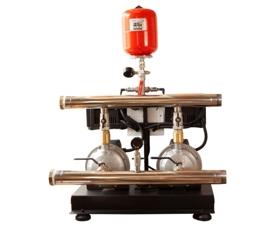 Фото 2 - Станция повышения давления 2×0.55кВт Hmax 29.5м Qmax 80л/мин нерж 5л + частотное регулирование LEO 3.0 (2AMSm70/0.55-2AVF-1.1M-5)