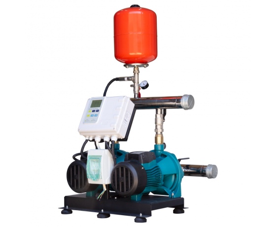 Фото 2 - Станция повышения давления 380В 2×3.0кВт Hmax 70м Qmax 250л/мин 19л + каскадное управление LEO 3.0 (22AC300H-L932B-4.0-19)