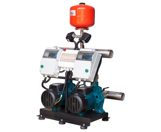 Фото 2 - Станция повышения давления 380В 2×3.0кВт Hmax 38м Qmax 450л/мин 12л + каскадное управление LEO 3.0 (2AC300CH2-2S531-4.0-12)