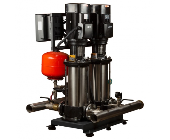 Фото 4 - Станция повышения давления 380В 2×4.0кВт Hmax 122м Qmax 216.7л/мин 12л + частотное регулирование LEO 3.0 (2LVR10-12-2AVF-4.0-12)