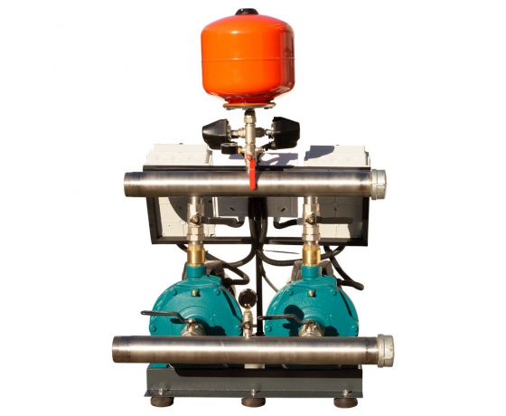 Фото 6 - Станция повышения давления 2×1.5кВт Hmax 57.5м Qmax 160л/мин 8л + каскадное управление LEO 3.0 (22ACm150-2S521-2.2-8)