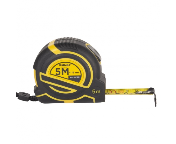 Фото 3 - Рулетка магнитная обрезиненная ClickLock нейлоновое покрытие автостоп 5м×19мм SIGMA (3821331)