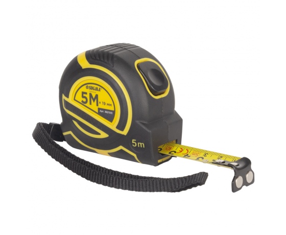Фото 2 - Рулетка магнитная обрезиненная ClickLock нейлоновое покрытие автостоп 5м×19мм SIGMA (3821331)