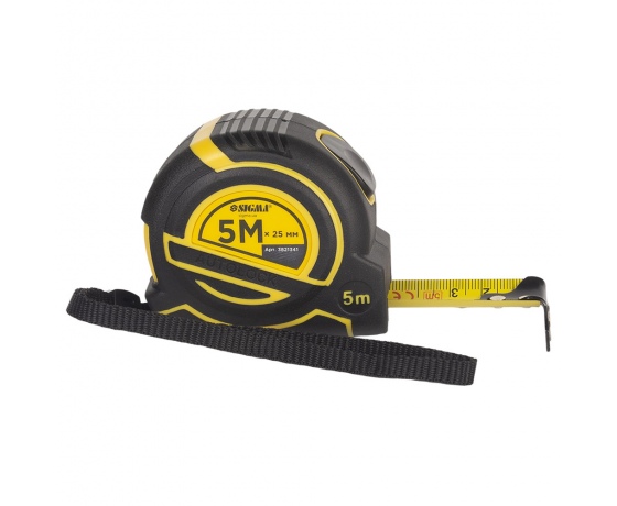 Фото 3 - Рулетка магнитная обрезиненная ClickLock нейлоновое покрытие автостоп 5м×25мм SIGMA (3821341)