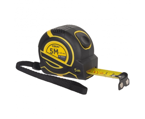 Фото 2 - Рулетка магнитная обрезиненная ClickLock нейлоновое покрытие автостоп 5м×25мм SIGMA (3821341)