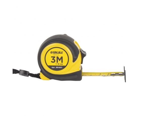 Фото 3 - Рулетка обрезиненная Compact двустороннее полотно/зацеп 3м×16мм SIGMA (3814611)