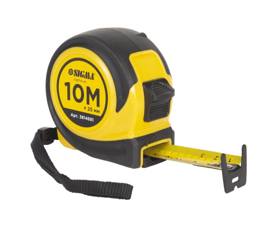 Фото 2 - Рулетка обрезиненная Compact двустороннее полотно/зацеп 10м×25мм SIGMA (3814681)