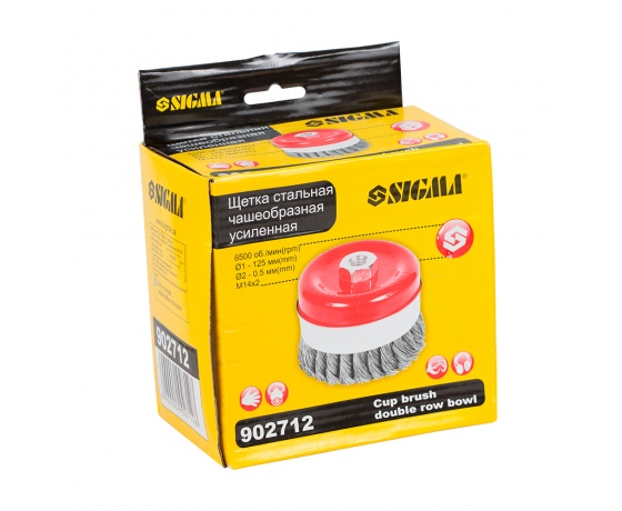 Фото 3 - Щетка проволочная чашеобразная усиленная Ø125мм М14×2мм (стальная витая) SIGMA (9027121)