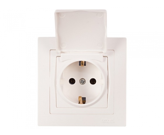 Фото 2 - Розетка с заземлением и крышкой Luxel BRAVO (5011) белая