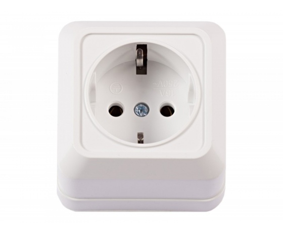 Фото 2 - Наружная розетка с заземлением Luxel OPERA (2004) белая
