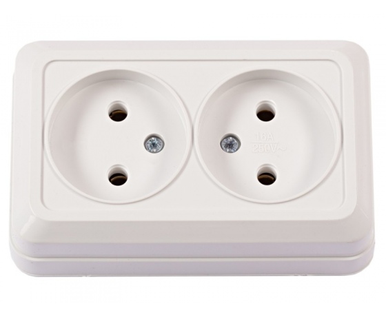 Фото 2 - Наружная двойная розетка Luxel OPERA (2007) белая