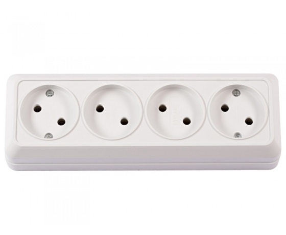 Фото 2 - Наружная четверная розетка Luxel OPERA (2015) белая