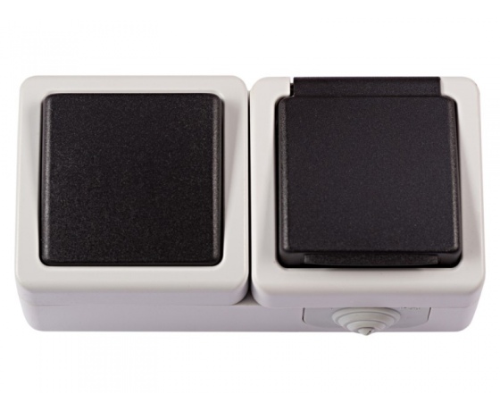 Фото 2 - Блок выключатель + розетка с/з и крышкой Luxel DEBUT (6532)