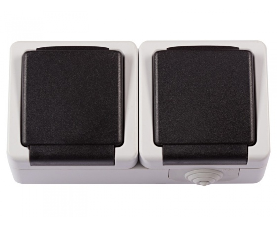 Фото 2 - Блок розетка с/з и крышкой + розетка с/з и крышкой Luxel DEBUT (6541)