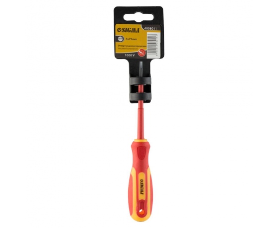 Фото 7 - Отвертка диэлектрическая шлицевая SL3.0×75мм 1000В СrV SIGMA (4008011)