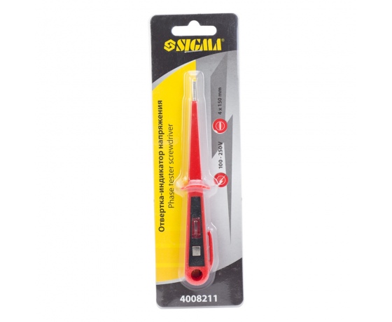 Фото 3 - Отвертка 150мм для измерения фазы 125-240В SIGMA (4008211)