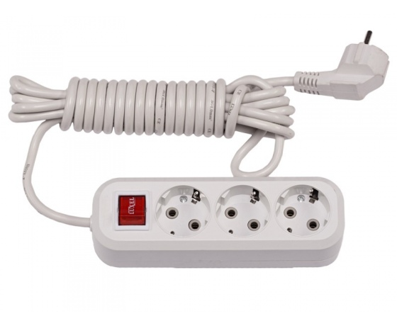 Фото 2 - Сетевой удлинитель Luxel 3 розетки 3М с заземлением и выключателем (7233)