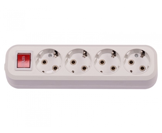 Фото 2 - Колодка Luxel 4 розетки с заземлением и выключателем (7251)