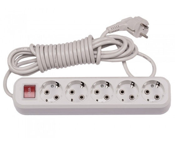 Фото 2 - Сетевой удлинитель Luxel 5 розеток 3М с заземлением и выключателем (7273)
