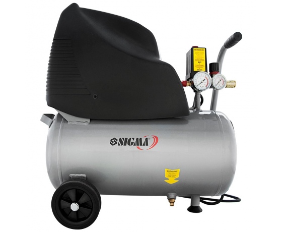Фото 3 - Компрессор одноцилиндровый безмасляный 1.5кВт 196л/мин 8бар 24л SIGMA (7042111)