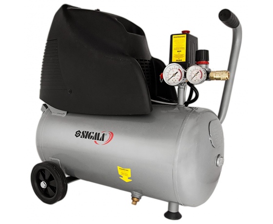 Фото 2 - Компрессор одноцилиндровый безмасляный 1.5кВт 196л/мин 8бар 24л SIGMA (7042111)