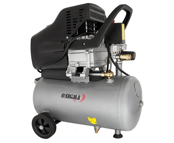Фото 2 - Компрессор одноцилиндровый 1.8кВт 230л/мин 8бар 24л (2 крана) SIGMA (7043131)