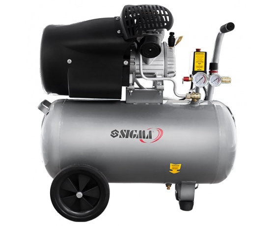 Фото 3 - Компрессор двухцилиндровый 2.2кВт 412л/мин 8бар 50л SIGMA (7043711)