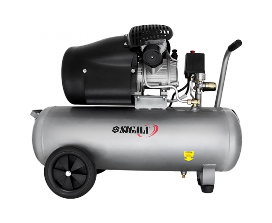 Фото 3 - Компрессор двухцилиндровый 2.5кВт 455л/мин 10бар 50л (2 крана) SIGMA (7043721)