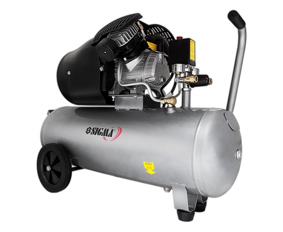 Фото 2 - Компрессор двухцилиндровый 2.5кВт 455л/мин 10бар 50л (2 крана) SIGMA (7043721)