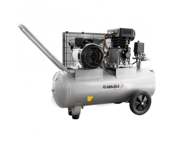 Фото 5 - Компрессор двухцилиндровый ременной 2.5кВт 335л/мин 10бар 50л (2 крана) SIGMA (7044121)