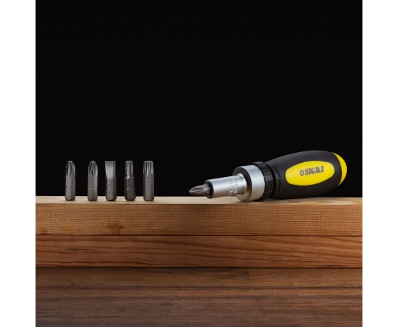 Фото 7 - Отвертка с реверсом + насадки торцевые и биты 36шт CrV (кейс) SIGMA (4002511)