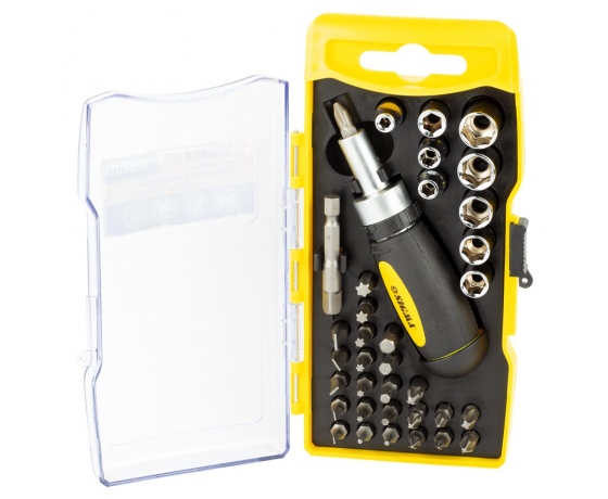 Фото 2 - Отвертка с реверсом + насадки торцевые и биты 36шт CrV (кейс) SIGMA (4002511)