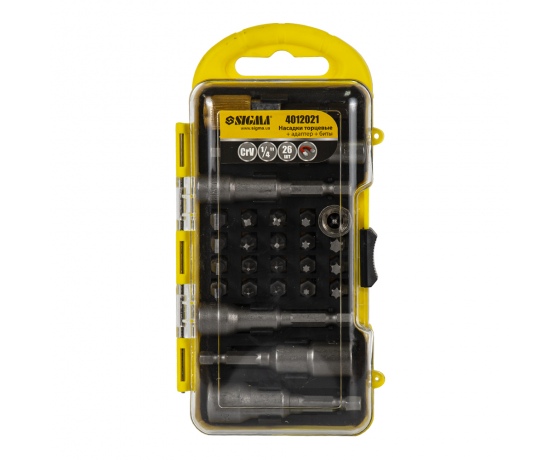 Фото 5 - Насадки торцевые + адаптер и биты 26шт (кейс) SIGMA (4012021)