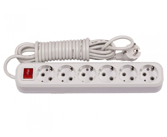 Фото 2 - Сетевой удлинитель Luxel 6 розеток 3М с заземлением и выключателем (7283)
