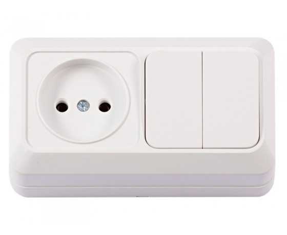 Фото 2 - Блок розетка   двойной выключатель Luxel OPERA (2033)