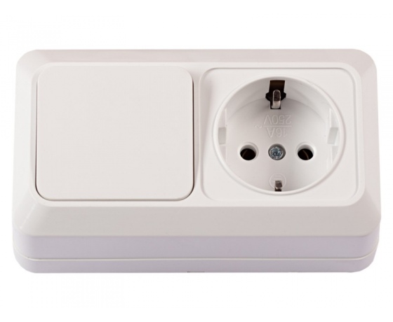 Фото 2 - Блок розетка с/з+выключатель Luxel OPERA (2042)