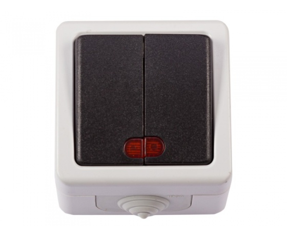 Фото 2 - Блок двойной выключатель с подсветкой Luxel DEBUT (6506)