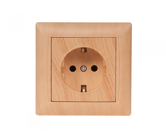 Фото 2 - Розетка с заземлением Luxel PRIMERA (3804) сосна