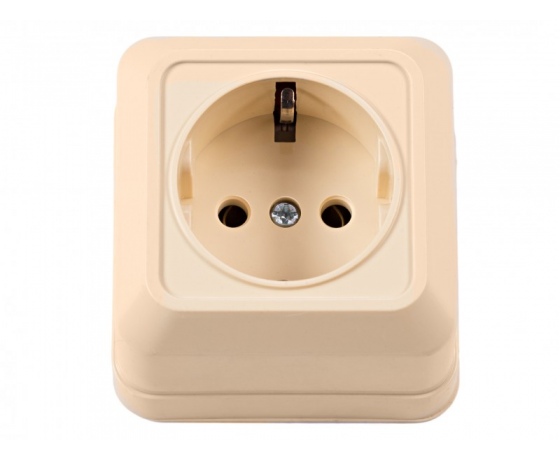 Фото 2 - Наружная розетка с заземлением Luxel OPERA (2304) кремовая