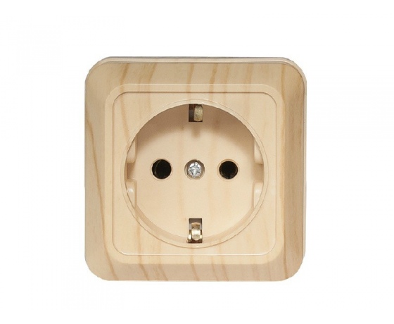Фото 2 - Наружная розетка с заземлением Luxel OPERA (2804) сосна
