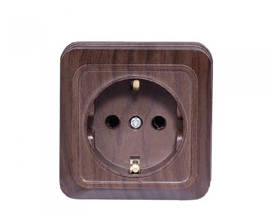 Фото 2 - Наружная розетка с заземлением Luxel OPERA (2904) вишневая