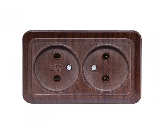 Фото 2 - Наружная двойная розетка Luxel OPERA (2907) вишневая