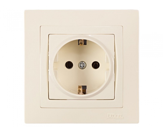 Фото 2 - Розетка с заземлением Luxel BRAVO (5304) кремовая