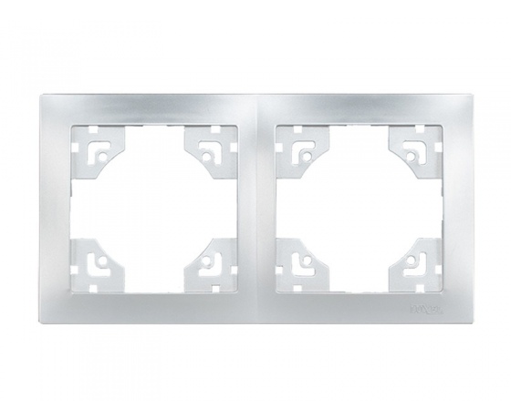 Фото 2 - Рамка 2-я горизонтальная Luxel BRAVO (5522) серебряная