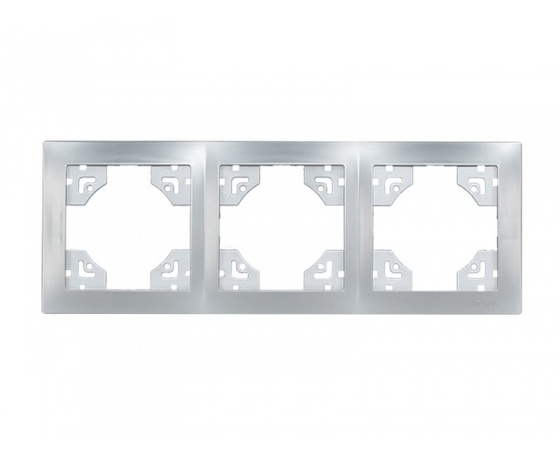Фото 2 - Рамка 3-я горизонтальная Luxel BRAVO (5523) серебряная