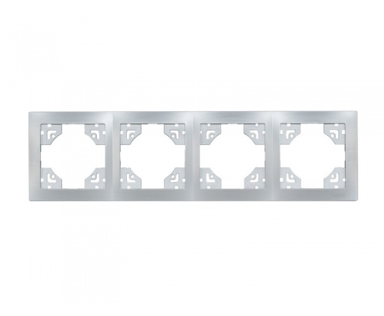 Фото 2 - Рамка 4-я горизонтальная Luxel BRAVO (5524) серебряная