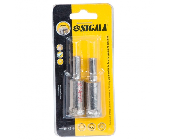 Фото 3 - Коронки алмазные по керамике и стеклу Ø14мм SIGMA (1541141)